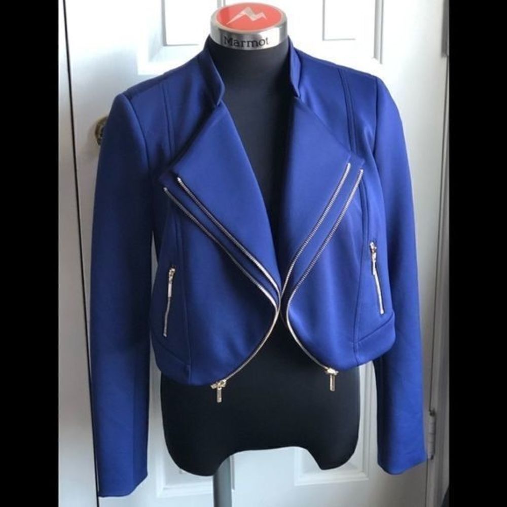 Thalia Sodi Blue Jacket with Gold Zippers